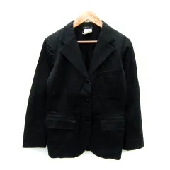 アニエスベー agnes b. テーラードジャケット ミドル丈 シングルボタン 無地 0 黒 ブラック /SY35