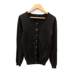 マカフィー MACPHEE トゥモローランド カーディガン ミドル丈 ラウンドネック 無地 ウール 1 チャコールグレー /SY28