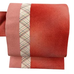 【美品】 名古屋帯 秀品 幾何学 ピンク 正絹 【中古】