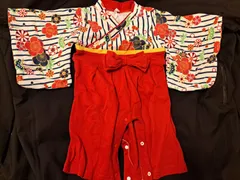 70サイズ　袴風　花柄ロンパース　ベビー　お祝い　七五三　お正月　ひな祭り　女の子　一才　お誕生日　初節句　お食い初め　赤ちゃん　袴　着物　お宮参り　100日祝い