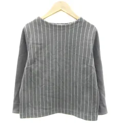 エニィファム anyFam カットソー 七分袖 ストライプ柄 2 グレー /YM22