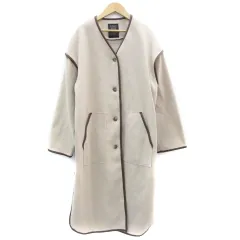 ダブルクローゼット w closet ノーカラーコート スプリングコート ロング丈 パイピング F ベージュ ブラウン 茶 /YM23
