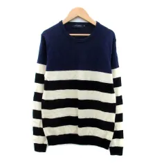 アーバンリサーチ URBAN RESEARCH ニット カットソー ラウンドネック 長袖 ボーダー柄 M マルチカラー 紺 ネイビー /HO45