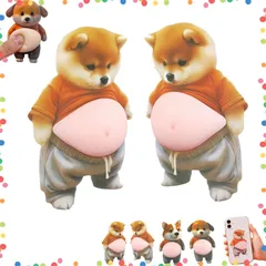 【在庫セール】犬 お腹 シール 3D 立体シール DIY用 手帳用 日記帳用 用 手芸用品 柔らかいお腹 女の子 デコシール 携帯電話飾 立体 ごほうびシー ル やわらか触感・もっちりスクイーズ風 可愛い立体ステッカー (A)