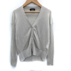 グリーンレーベルリラクシング ユナイテッドアローズ green label relaxing カーディガン ミドル丈 Vネック リブ ベージュ /SM16