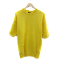 ザラマン ZARA MAN ニット カットソー 半袖 ラウンドネック 無地 M 黄色 イエロー /YS31