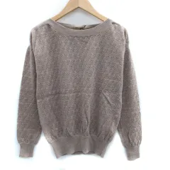 レベッカテイラー rebecca taylor ニット カットソー 長袖 ラメ リボン ウール 2 ベージュ /SM29