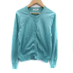 ナチュラルビューティーベーシック NATURAL BEAUTY BASIC カーディガン ミドル丈 ラウンドネック M ブルーグリーン /SM44