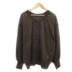 グローバルワーク GLOBAL WORK ニットカーディガン ミドル丈 ラウンドネック 無地 オーバーサイズ M 茶 ブラウン /YS29