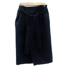 ロペピクニック ROPE Picnic タイトスカート ミモレ丈 リボンベルト付き 38 M 紺 ネイビー /HO9
