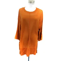 ビス ViS ニット カットソー 2点セット 長袖 ラウンドネック インナー付き F オレンジブラウン /SM6