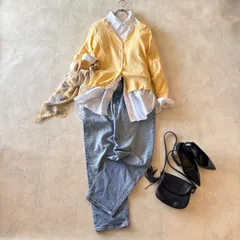 ROPE PICNIC パールボタン　カーディガン　黄色　長袖　羽織り　リブ　春夏　カーデ　黄色　イエロー　長袖　Lサイズ