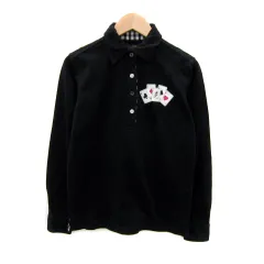 エドウィン EDWIN GOLF ゴルフウエア ポロシャツ ポロカラー 長袖 プリント S 黒 ブラック /SY38