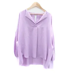 アルカリ alcali ノータ nota ブラウス カットソー スリットネック 長袖 無地 紫 パープル /HO35