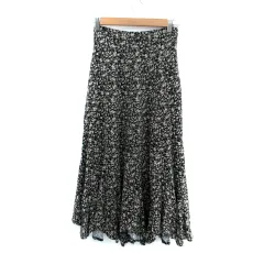 ココディール COCO DEAL フレアスカート マキシ丈 ロング丈 総柄 1 黒 ブラック ベージュ /SM33