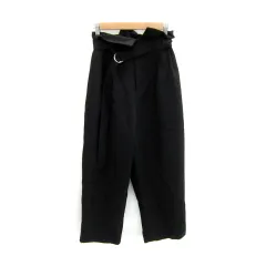クープルクール COUPE LE COEUR ワイドテーパードパンツ アンクル丈 無地 ベルト付き F 黒 ブラック /SY17
