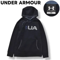 【美品】 アンダーアーマー UNDER ARMOUR ロゴ プリント パーカー フーディー トレーナー ジャージ スウェット ストームワン STORM1 裏起毛 SM ブラック スポーツ カジュアル ウェア メンズ