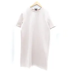 ザラ ZARA ワンピース ラウンドネック 半袖 ひざ丈 スエード調 L ピンク /HO45