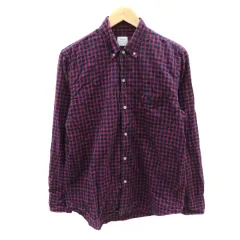 コーエン coen カジュアルシャツ 長袖 ボタンダウン チェック柄 M 紺 ネイビー /YK32