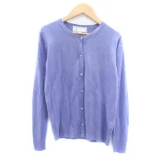 ロペピクニック ROPE Picnic ニットカーディガン ラウンドネック ミドル丈 フェイクパール 38 M 紫 パープル /HO27