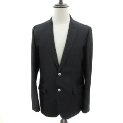 セマンティックデザイン SEMANTIC DESIGN テーラードジャケット ミドル丈 シングルボタン 総裏地 総柄 LL 黒 ブラック /YS31