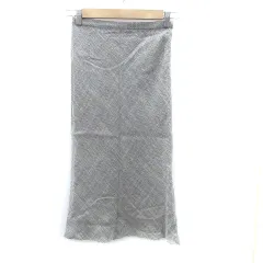 ストロベリーフィールズ STRAWBERRY-FIELDS タイトスカート ミモレ丈 麻 リネン混 1 S オフホワイト 黒 ブラック /HO12