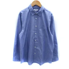 グローバルワーク GLOBAL WORK カジュアルシャツ 長袖 ストライプ柄 S 青 ブルー 白 ホワイト /SM30