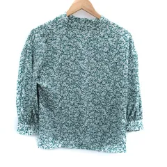 グリーンレーベルリラクシング ユナイテッドアローズ green label relaxing WORK TRIP OUTFITS ブラウス カットソー 七分袖 ハイネック 総柄 S モスグリーン /SM1