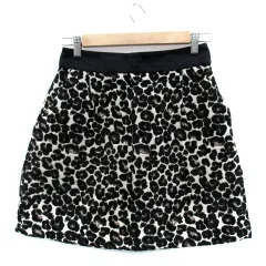 アナトリエ ANATELIER 台形スカート ミニ丈 ヒョウ柄 レオパード柄 36 S マルチカラー 黒 ブラック アイボリー /SM32
