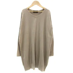 ナノユニバース nano universe ニットワンピース ミニ丈 長袖 Vネック F ブラウン 茶 /YM26