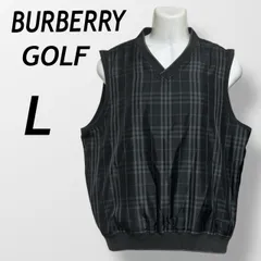 BURBERRY GOLF バーバリーゴルフ メンズ ゴルフウェア ベスト L ノバチェック Vネック BFP72-450-09 三陽商会 ブラック系 (A048)★