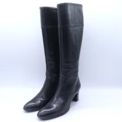 トラサルディ ロングブーツ チャンキーヒール ブランド シューズ 靴 日本製 黒 レディース 23.5サイズ ブラック TRUSSARDI 【中古】