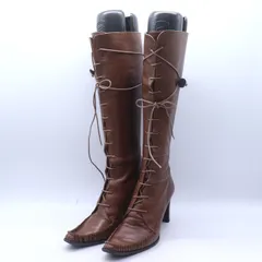 卑弥呼 ロングブーツ 本革 レザー ハイヒール ブランド シューズ 靴 日本製 レディース 23.5サイズ ブラウン HIMIKO 【中古】