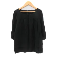 インディヴィ INDIVI ブラウス カットソー 七分袖 38 M 黒 ブラック /YK18