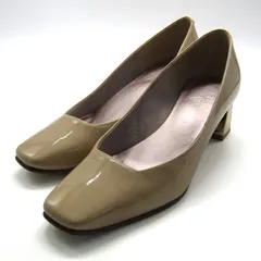 銀座かねまつ パンプス スクエアトゥ シューズ ブランド 靴 日本製 レディース 23.5サイズ ベージュ Kanematsu 【中古】