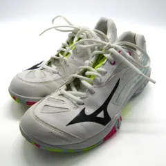 ミズノ スニーカー ローカット ウエーブクロー バトミントンシューズ 靴 白 レディース 23.5サイズ ホワイト Mizuno 【中古】