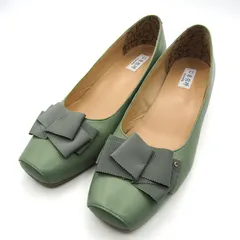 卑弥呼 パンプス スクエアトゥ シューズ ブランド 靴 日本製 レディース 25.5サイズ グリーン×グレー HIMIKO 【中古】