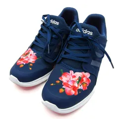 アディダス スニーカーローカット AW3999 クラウドフォーム シューズ 靴 レディース 24サイズ ネイビー×レッド adidas 【中古】
