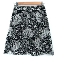ニューヨーカー NEWYORKER フレアスカート ミモレ丈 総柄 7 黒 ブラック 白 ホワイト /SM31