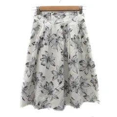 マーキュリーデュオ MERCURYDUO フレアスカート ギャザースカート ひざ丈 花柄 S マルチカラー オフホワイト /YK10
