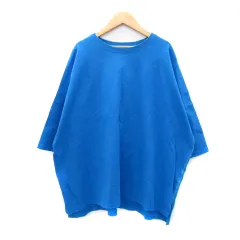 ニコアンド Niko and.. カットソー 七分袖 ラウンドネック 無地 オーバーサイズ F 青 ブルー /SY29