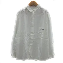 イーストボーイ EAST BOY シャツ ブラウス 長袖 ラウンドカラー ワンポイント刺繍 オーバーサイズ M アイボリー /YS39