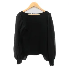 センスオブプレイス バイ アーバンリサーチ Sense of Place by Urban Research ニット カットソー 長袖 切替 シフォン One 黒 ブラック /YK20