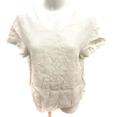 ナノユニバース nano universe シャツ ブラウス 半袖 麻 リネン 38 ベージュ /RT