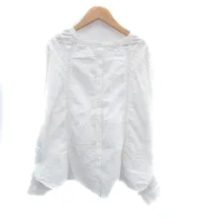 ディスコート Discoat シャツ ブラウス バンドカラー 長袖 レース 切替 F オフホワイト /HO8
