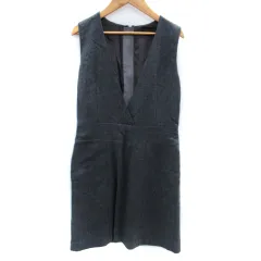 トゥモローランドコレクション TOMORROWLAND collection ジャンパースカート ワンピース ひざ丈 Vネック 38 M グレー /SM10