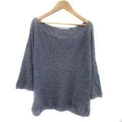 アーバンリサーチ ドアーズ URBAN RESEARCH DOORS ニット カットソー 九分袖 ラウンドネック 麻 リネン F 青 ブルー /YS26