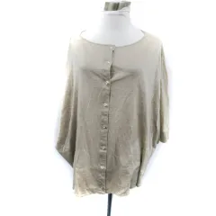 インディヴィ INDIVI カットソー 七分袖 ラウンドネック ドルマンスリーブ リネン 40 L ベージュ /SM15