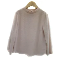 インディヴィ INDIVI ブラウス カットソー 長袖 クルーネック 総柄 小さいサイズ 5 ピンク /YS37