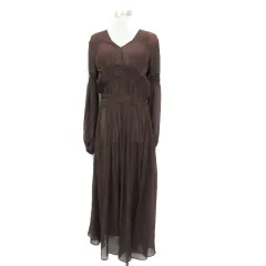 フレイアイディー FRAY I.D ワンピース マキシ丈 ロング丈 長袖 ギャザー 1 M 茶 ブラウン /YS16